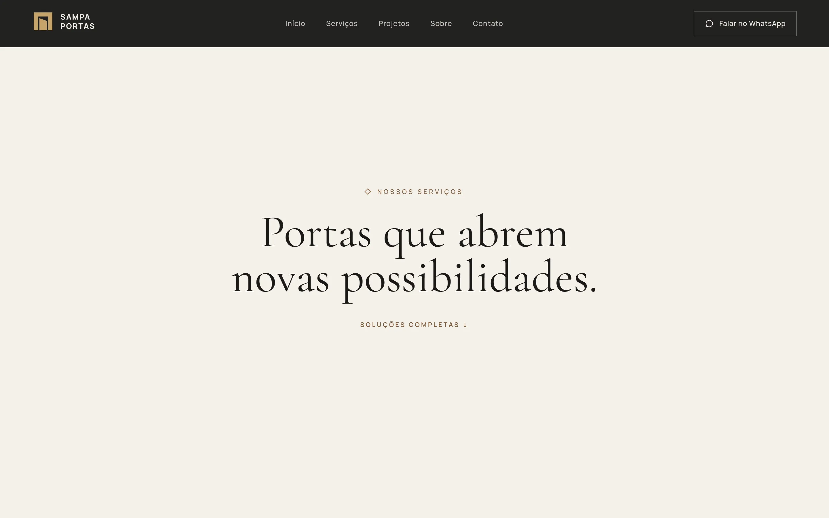 Primeira seção do site: Portas que abrem novas possibilidades